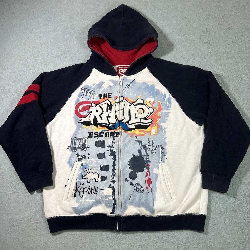 Y2k 2000s Ecko Unltd The Rhino Hoodie Youth Teen Boys Medium Wildstyle Graffiti